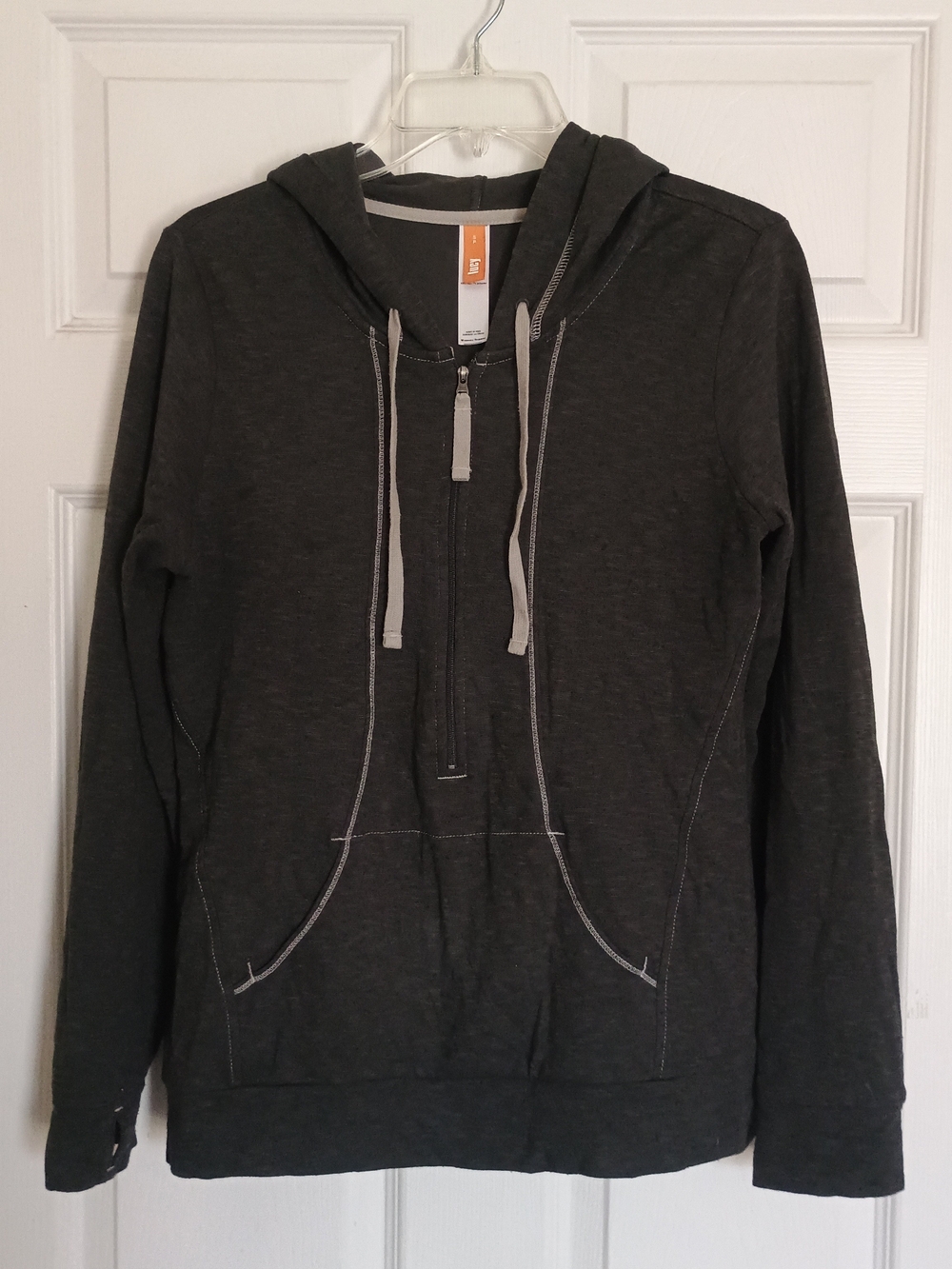 EUC Lucy Charcoal 1/2 Zip Lightweight Hoodie Sweatshirt Size SP